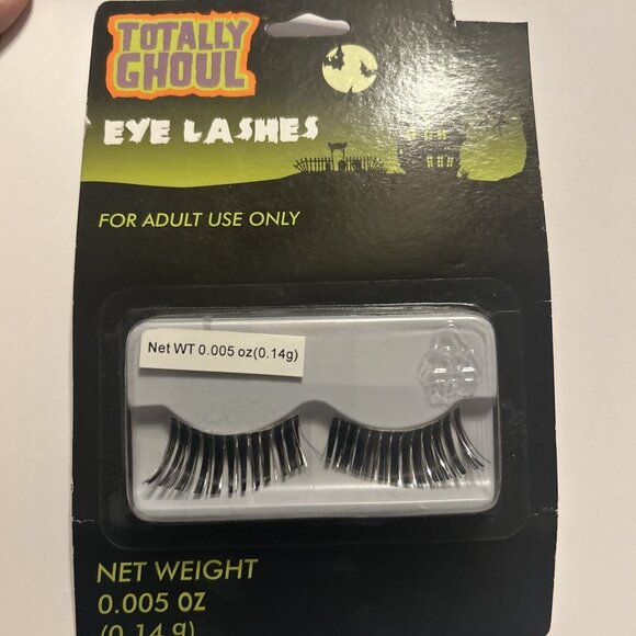 FAKE EYELASHES BLACK WITH SILVER Goth Costume Emo Dress up HALLOWEEN COSTUME New - Picture 5 of 7